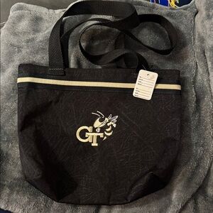 Black Tote Bag with Embroidered GT Logo